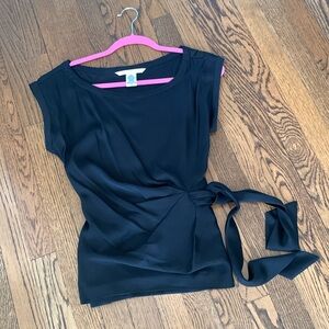 Diane Von  Furstenberg silk top with belted tie, 10